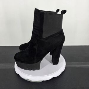 Onlymaker Black Suede Platform Ankle Boots Chunky Block Heel Lug Sole Shoes 11